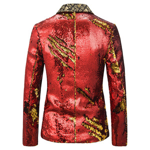 Offre Spéciale Veste de costume coupe ajustée à paillettes pour hommes Performance Discothèque <span class=keywords><strong>DJ</strong></span> Chanteurs Blazers brillants - Product Image 3