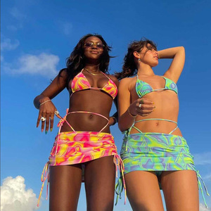 Ensemble <span class=keywords><strong>de</strong></span> <span class=keywords><strong>maillot</strong></span> <span class=keywords><strong>de</strong></span> <span class=keywords><strong>bain</strong></span> décontracté pour femmes avec logo, débardeur sexy, mini-jupe moulante tendance - Product Image 1