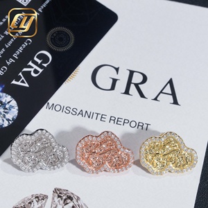 Boucles d'oreilles clous en moissanite et argent S925, style « Iced Out » avec pépites d'or et diamants en blocs irréguliers, pour hommes, bijoux Hip Hop - Product Image 5