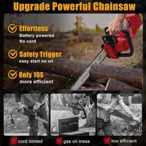 Minimotosierra Inalámbrica Ligera de 12 Pulgadas con Motor sin Escobillas de 21V 1200W, Batería de 3AH, para Mantenimiento de Jardines y Trabajos de Bricolaje de Grado Industrial - Product Image 5