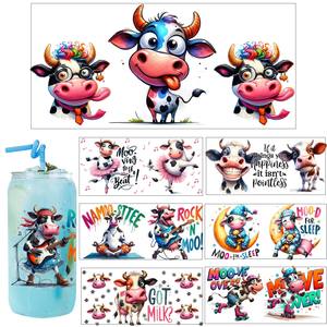 Pegatina de Transferencia UV DTF con Tema de Vaca Cervecera <span class=keywords><strong>para</strong></span> Vasos Libbey de 16 oz, Envolturas <span class=keywords><strong>para</strong></span> Vasos, Latas, Manualidades, Impermeable, Fácil de Usar, Calcomanías Personalizadas - Product Image 1