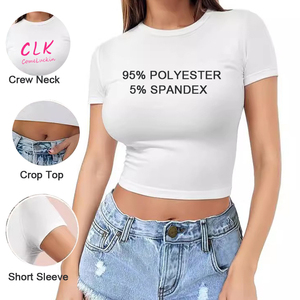 Produttore personalizzato di base Y2k in bianco T-Shirt Top Crop per bambini in tinta unita Top Cropped T Shirt da donna 5% 95% in <span class=keywords><strong>Spandex</strong></span> poliestere - Product Image 1