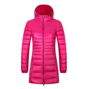 Veste en duvet version coréenne avec logo OEM, grande taille 7XL, veste en duvet légère pour <span class=keywords><strong>femme</strong></span>, coupe ajustée, grande veste en duvet à capuche <span class=keywords><strong>mi</strong></span>-<span class=keywords><strong>longue</strong></span> - Product Image 2