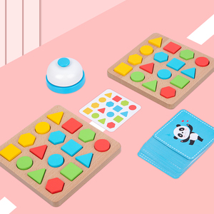 Juego de mesa de madera para niños, formas geométricas <span class=keywords><strong>versus</strong></span> bloques de construcción, Educación Temprana, juguetes de madera para bebé - Product Image 2