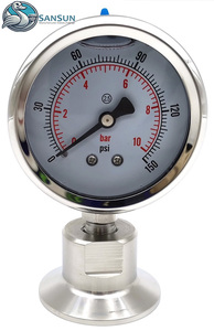 Manómetro Sanitario de Diafragma de Acero Inoxidable con Abrazadera Tri-Clamp, Marca SANSUN OEM, Garantía de 3 Años para la Industria Alimentaria, Láctea y Farmacéutica - Product Image 2