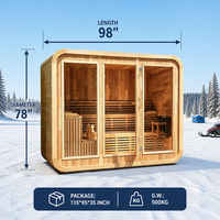 Sauna Traditionnel en Bois à Vapeur, Personnalisé, à Couche Unique, Carré, Quatre Saisons, pour Extérieur, 4-6 Personnes, en Cèdre Rouge Canadien