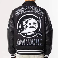 Veste bomber en cuir pour homme, style streetwear, avec broderie en chenille de haute qualité, logo personnalisé, patchwork, lettres, pour l'hiver