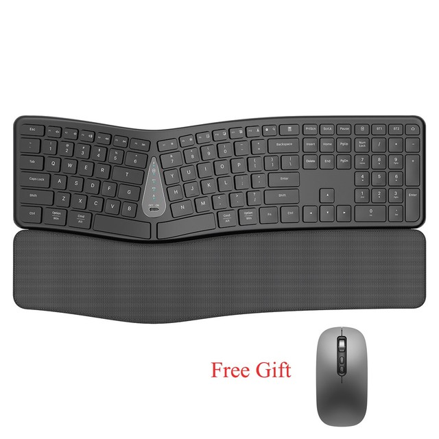 (Free Gift)Wireless Keyboard Ergonomic 2.4G Rechargeable Keyboard With Free AI Smart Voice Mouse for PC/Desktop/Laptop