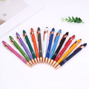 Best Sell Ball Stylus Tip Soft Rubber Plastic Touch Screen Pen 2 in 1 Custom Logo Luxury Office Metal Ballpoint Pens - Product Image 3