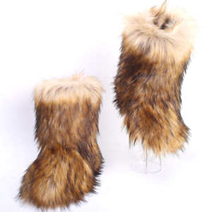 <span class=keywords><strong>Botas</strong></span> de invierno peludas para bebés y niños, zapatos esponjosos hasta la rodilla a media pantorrilla, <span class=keywords><strong>botas</strong></span> gruesas cubiertas de piel de zorro mapache Real para niñas a la venta - Product Image 1