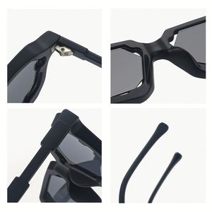 Lunettes de soleil carrées Y2K à monture petite et unique, avec logo personnalisé, tendance 2025, verres irréguliers UV400, style punk, pour hommes et femmes - Product Image 6