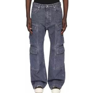 Pantalones Vaqueros Grises al por Mayor para Hombre, Estilo Desgastado, Corte Recto, Holgados, de Algodón de Alta Calidad, Pantalones de Mezclilla Vintage para Hombre - Product Image 1