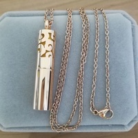 Top 316L Acier Inoxydable Aromathérapie Diffuseur Collier Unisexe Plaqué Or Géométrique Parfum Pendentif Bouteille De Parfum Collier