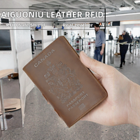 AIGUONIU Étui de Passeport Léger en Cuir Véritable RFID, Design Vintage Crazy Horse, Plusieurs Couleurs Disponibles, Hommes Femmes