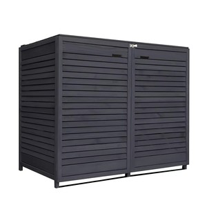 <span class=keywords><strong>Abri</strong></span> <span class=keywords><strong>de</strong></span> jardin en bois gris foncé pour 2 <span class=keywords><strong>poubelles</strong></span>, 240L, avec clôture à lattes et double bac à roulettes - Product Image 5