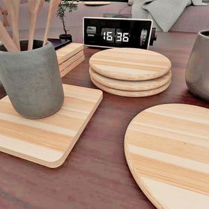 Solid Wood Pine Coaster DIY Painting Wood Chip Simple Square <b>Cup</b> Insulation Pad for Home Coffee <b>Easter</b> Occasion Polished - Product Image 4