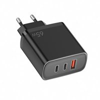 65W 30W 3-Port PD3.0 QC3.0 Pengisi Daya Dinding USB-A + 2 Type-C Adaptor Pengisian Cepat Colokan US/EU/KR untuk Ponsel Kamera Laptop