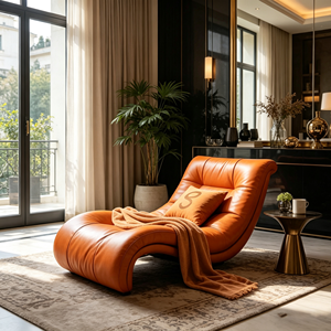 Sillón de Diseño Contemporáneo de Lujo en Color Naranja Intenso para Interiores de Estilo Francés de Mediados de Siglo y Clásicos - Product Image 4