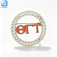 Broche personnalisée pour femme avec logo de la sororité grecque Theta Gamma Tau, cristal orange, bijou pour la confrérie des Vixens
