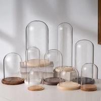 Dôme décoratif en verre Art Déco personnalisé GLEAM avec base en bois, multifonctionnel, pour la décoration de la maison et des hôtels, idéal pour les anniversaires