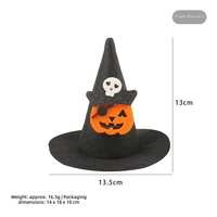 Chapeau d'Halloween amusant et original pour animaux de compagnie avec cordon élastique réglable et collier à pompon pour chats et chiens, accessoires d'Halloween pour animaux de compagnie