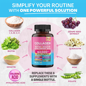 Capsule di bellezza complesse al collagene 14-in-1, molto vendute, <span class=keywords><strong>integratori</strong></span> per pelle, capelli e unghie per donne adulte, 90 capsule, vitamine e <span class=keywords><strong>minerali</strong></span> 2 - Product Image 4