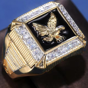 بسعر الجملة من المصنع خواتم رجالي ذهبية على شكل النسر مرصعة بالألماس خواتم رجالي ذهبية - Product Image 6