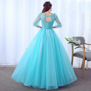 Ice Blue Violet Long Skirt Stage Performance Dress For Women Polyester Vocal Performance Art Exam Choir Costume - Product Image 3