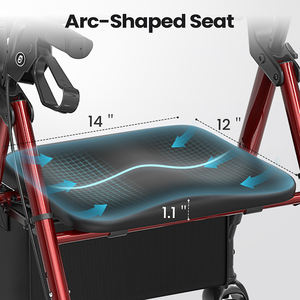 Deambulatore in acciaio pieghevole a quattro ruote leggero con ausilio per la mobilità del sedile per il rollatore in lega di alluminio per disabili - Product Image 4