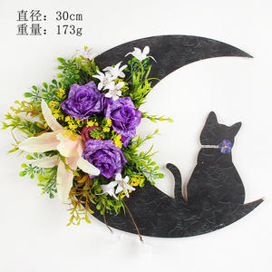 Guirnalda de Halloween con diseño de gato lunar, decoración colgante personalizada para puerta con rama seca, anillo de guirnalda de gatitos, decoración de ambiente para fiestas y paredes - Product Image 6