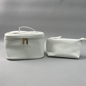 Juego de 2 Bolsas de Aseo Impermeables para Viaje, Organizador de Maquillaje de PU de Gran Capacidad con Asa para Venta al por Mayor y Actividades al Aire Libre - Product Image 2