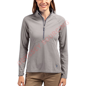 Pull à demi-zip d'hiver confortable pour femmes avec logo avant à motif solide en tissu respirant pour une utilisation toute la journée - Product Image 1