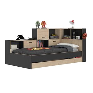 Bedroom Wooden Storage <strong>Day</strong> <strong>Bed</strong> <strong>with</strong> Trundle Guest <strong>Bed</strong> and Bookshelf for Teen or Kids - Product Image 5