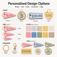 Llaveros de tela personalizados con bordado de banderín para bolsos, regalos, proveedor OEM ODM, paquete a granel