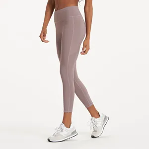 High Quality Custom fitness yoga pants women leggings ladies with pockets side mesh capris women plain tights manufacturer