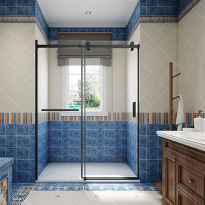 Box <span class=keywords><strong>Doccia</strong></span> Scorrevole in <span class=keywords><strong>Vetro</strong></span> Temperato Senza Telaio Personalizzato <span class=keywords><strong>con</strong></span> Design Lineare per Bagni di Appartamenti e Hotel - Product Image 5