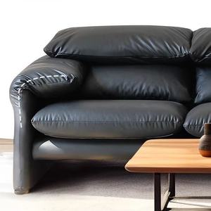 Canapé 3 places de luxe italien de haute qualité, style vintage moderne, en cuir véritable avec coussins moelleux pour salon - Product Image 4