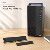 Kit Desktop Komersial Long Lifespan Hygon 3350 8C 3.0GHz, 16GB DDR4, 256GB NVMe SSD, Chassis 15L, Set PC Lengkap Baru dengan Monitor LCD