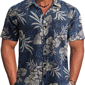 <span class=keywords><strong>Chemise</strong></span> hawaïenne à manches courtes et à revers personnalisée de <span class=keywords><strong>grande</strong></span> <span class=keywords><strong>taille</strong></span> pour hommes en popeline anti-rides imprimée en 3D - Product Image 3