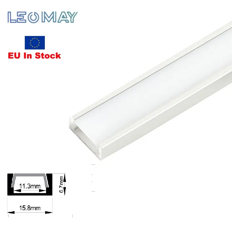 EU คลังสินค้า U รูปร่าง 1m 2m 3m โปรไฟล์การอัดขึ้นรูปอลูมิเนียมช่องโปรไฟล์อลูมิเนียมสําหรับไฟแถบ LED