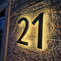 Lettres encastrées LED rétroéclairées en acier inoxydable IP65 personnalisées, logo en métal noir pour hôtel, complexe hôtelier, villa, bureau, réception, mur