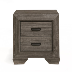 Weathered Grey Grain 2-<b>drawer</b> Nightstand <b>Storage</b> <b>Drawers</b> Bedside Cabinet - Product Image 2