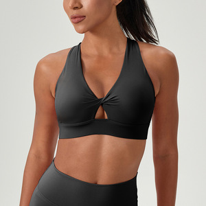 Haute qualité personnalisé licou cou <span class=keywords><strong>sous</strong></span> le buste <span class=keywords><strong>sport</strong></span> Yoga <span class=keywords><strong>soutien</strong></span>-<span class=keywords><strong>gorge</strong></span> haut pour les femmes solide Fitness Gym Design ensemble Style - Product Image 2