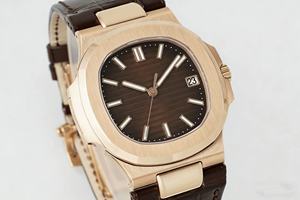 Montre mécanique étanche de qualité supérieure pour plongeur, 40 mm, mouvement ETA 324 DDF Factory, 5711, poids 101 g, or rose, bracelet PP marron - Product Image 3