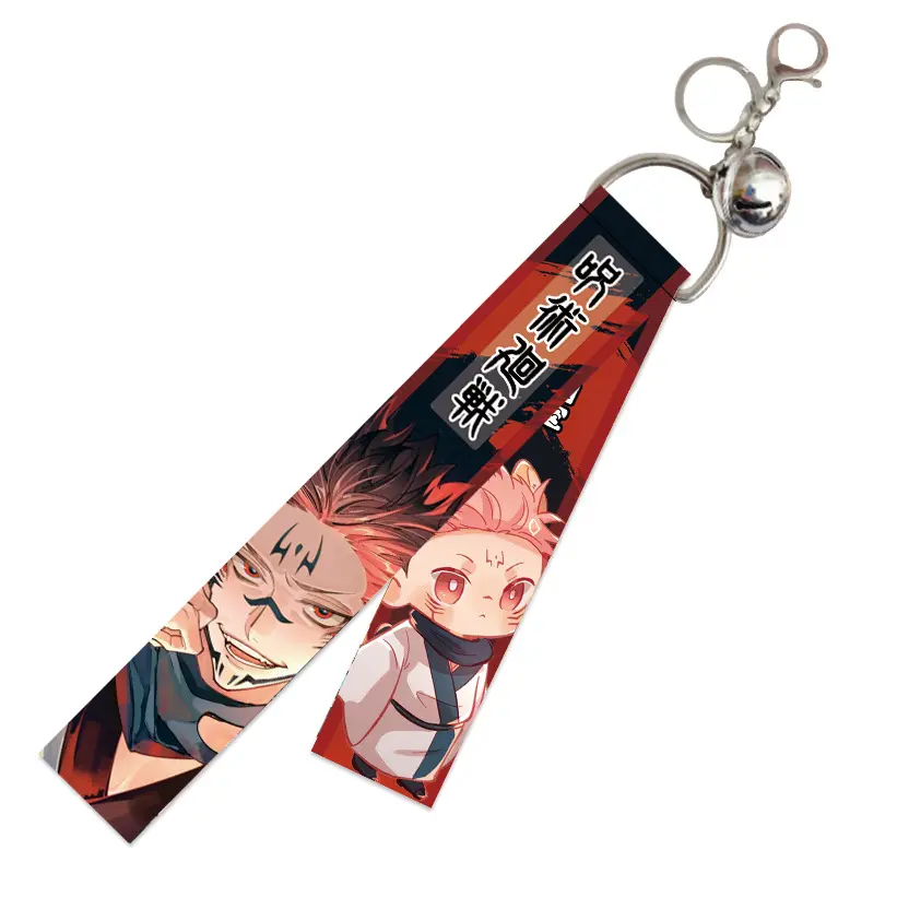 25cm 5 couleurs Anime Jujutsu Kaisen sac à dos breloque dessin animé cloche pendentif ruban porte-clés