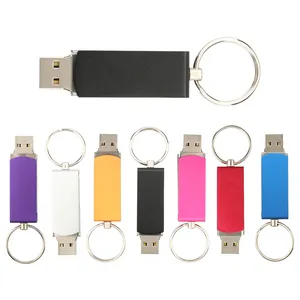 Hot Koop Metalen Usb Flash Drive Custom Logo 2G 4Gb 8Gb 16Gb 32Gb 64Gb roterende Sleutelhanger Usb Mempry Stok