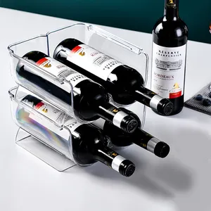 6.7 Hete Verkopende Stapelbare Wijn En Waterfles Organizer Plastic Wijnrekhouder Voor Koelkast