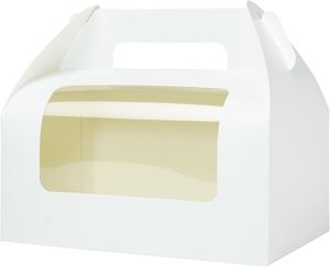 Boîtes de boulangerie blanches avec fenêtre, grandes boîtes à pignon <span class=keywords><strong>pour</strong></span> le <span class=keywords><strong>d</strong></span>éjeuner, les friandises, les biscuits, les pâtisseries, boîtes cadeaux en carton <span class=keywords><strong>pour</strong></span> Noël - Product Image 1