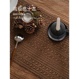 Camino de mesa de madera tejido, color marrón arroz, mezcla de algodón y lino, decoración para el hogar, para mesa de café o cubierta de gabinete - Product Image 1