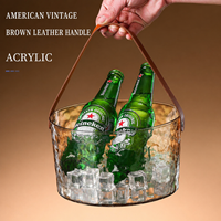 Seau à glace en acrylique transparent en gros, mini-seau cylindrique pour vin, refroidisseur de bière, conteneur de stockage de glaçons pour bar, KTV, fête
